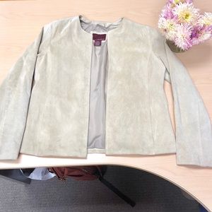 Genuine leather suede jacket with pockets